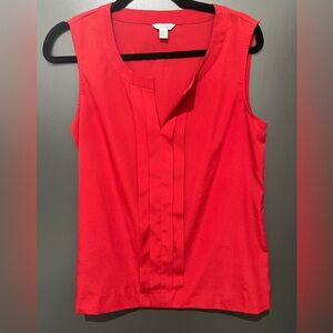 Red Calvin Klein Sleeveless Blouse With Pleat Size S